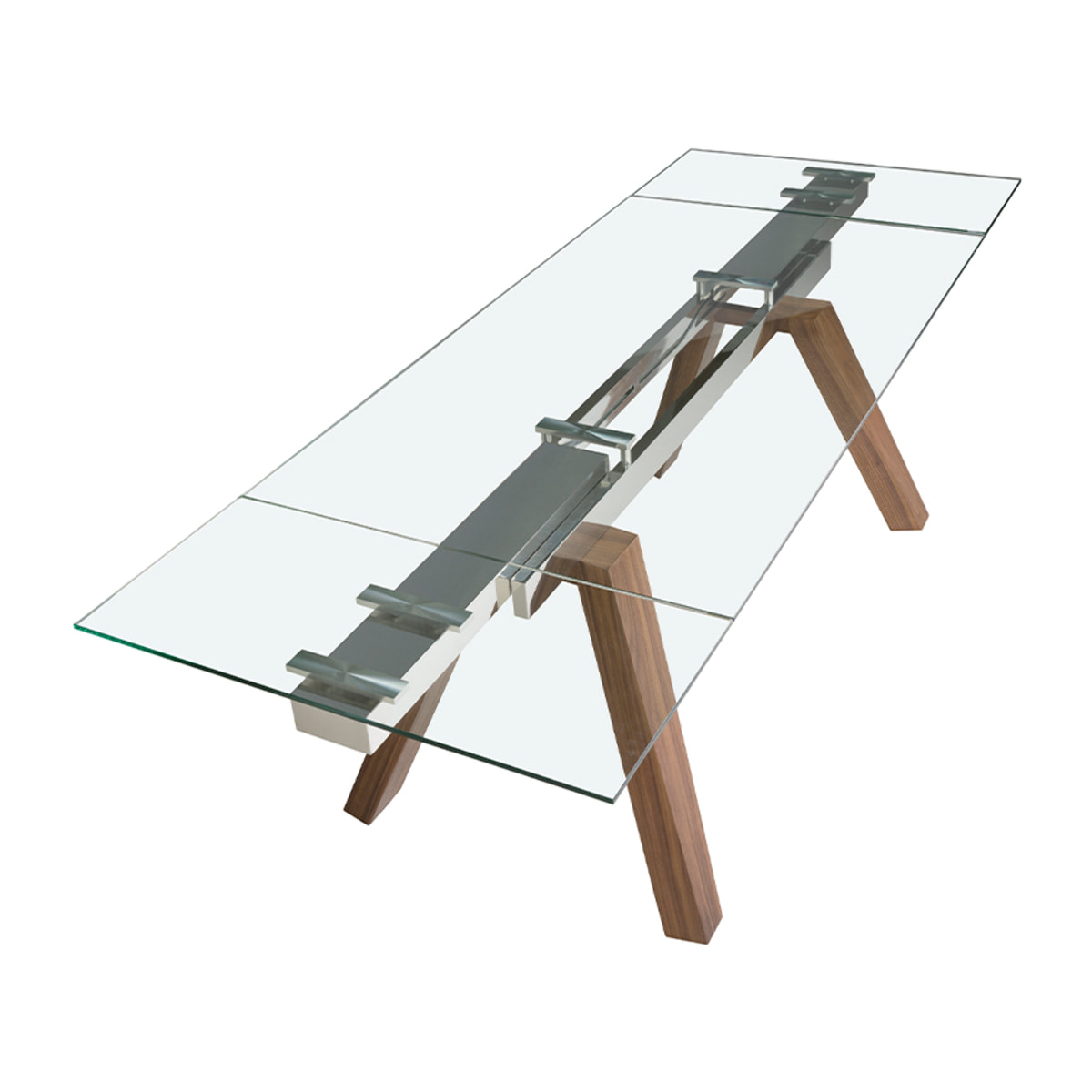 Mesa comedor extensible rectangular con tapa de cristal templado 160x90x76cm