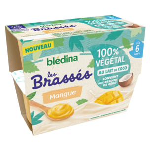 24 Brassés Mangue, Lait de Coco 6x(4x95g) - Les Brassés Dès 6 Mois