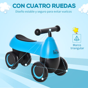 Correpasillos de Equilibrio Niños 18-36 Meses con 4 Ruedas Regalo 54x26x38cm Azul