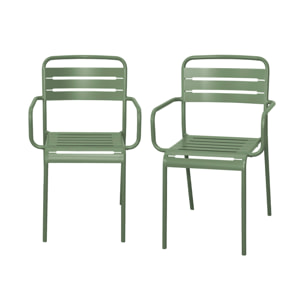 Lot de 2 fauteuils de jardin acier. 2 places. vert. Amelia. L50.4 X P53 X H79.5cm