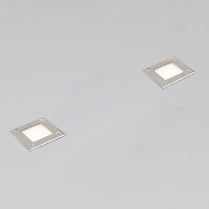 LED 18 SQ Lampada incasso quadrato inox 3000K