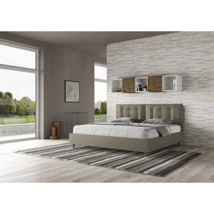 Letto matrimoniale king size con rete imbottito 200x200 similpelle cappuccino Annalisa Large