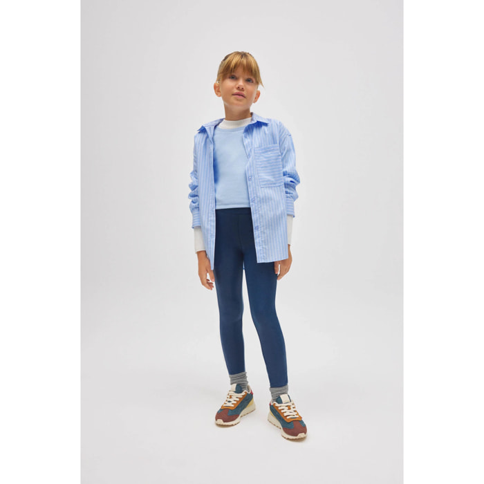 Leggings termici effetto pelle blu navy per bambine