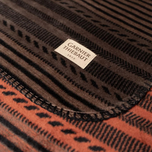 Plaid coton mélangé 415 g/m² motif jacquard orange noir Bambous ocre