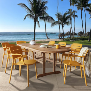 Lot de 4 fauteuils de table  jaune en polypropylène SUNSET