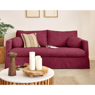 Housse en velours texturé pour canapé Serena 3 places - Prune