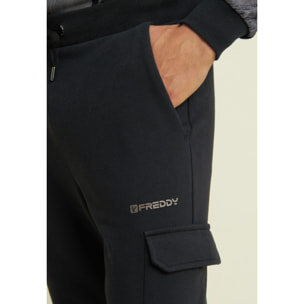 Pantaloni in felpa con tasca cargo e fondo a polsino