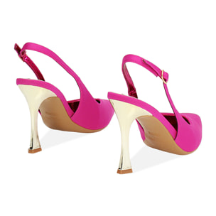 Décolleté slingback donna fucsia, tacco 9,5 cm