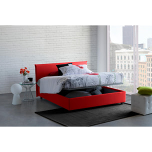 Letto matrimoniale Bibiana, Letto contenitore con rivestimento in tessuto, 100% Made in Italy, Apertura frontale, con materasso Cm 160x190 incluso, Rosso