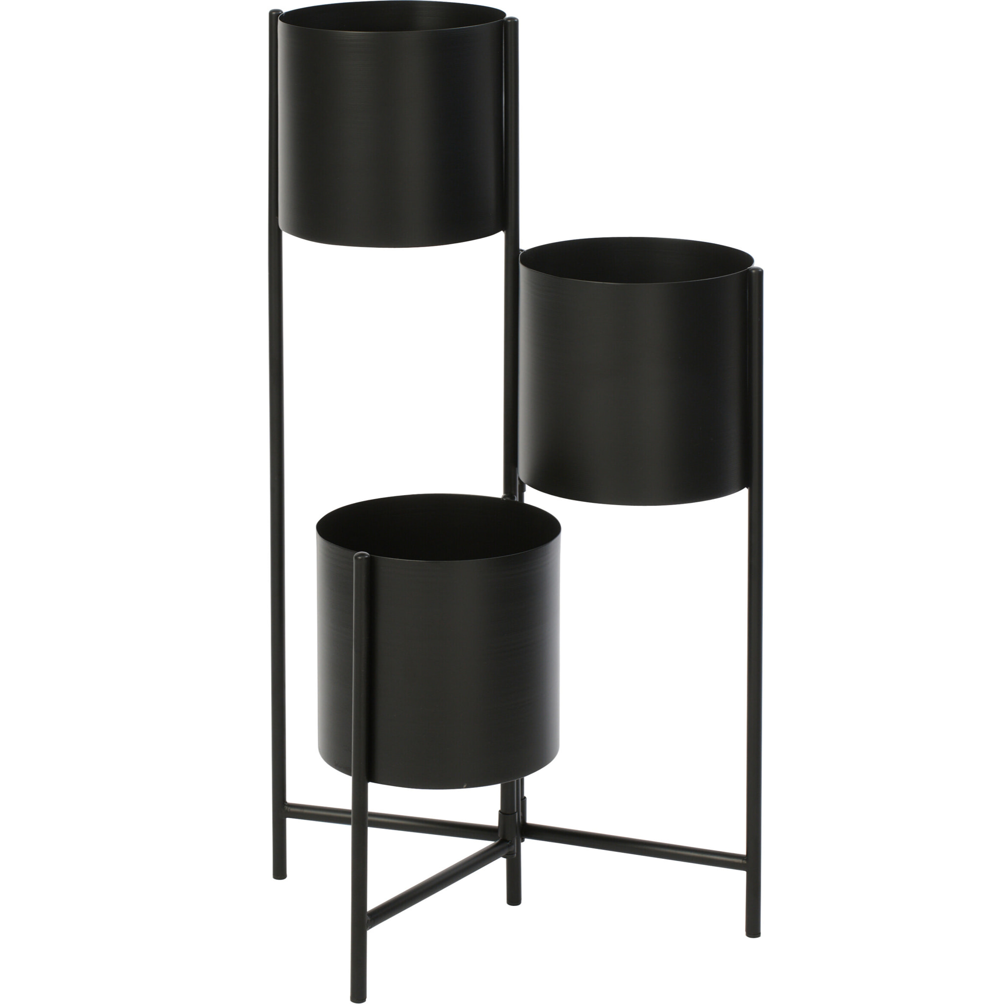 J-Line Cache-pot 3 Pots - métal - noir