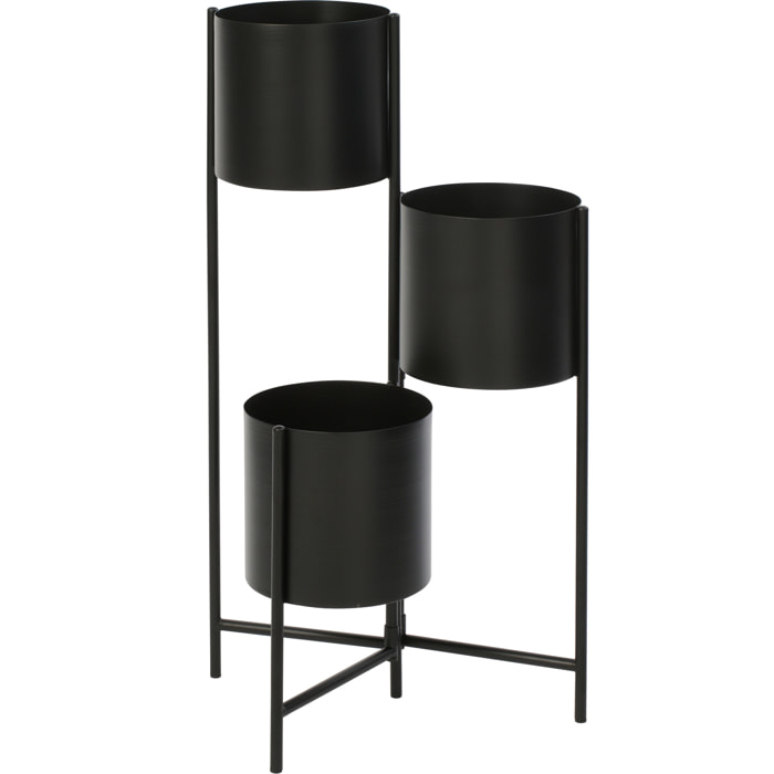 J-Line Cache-pot 3 Pots - métal - noir