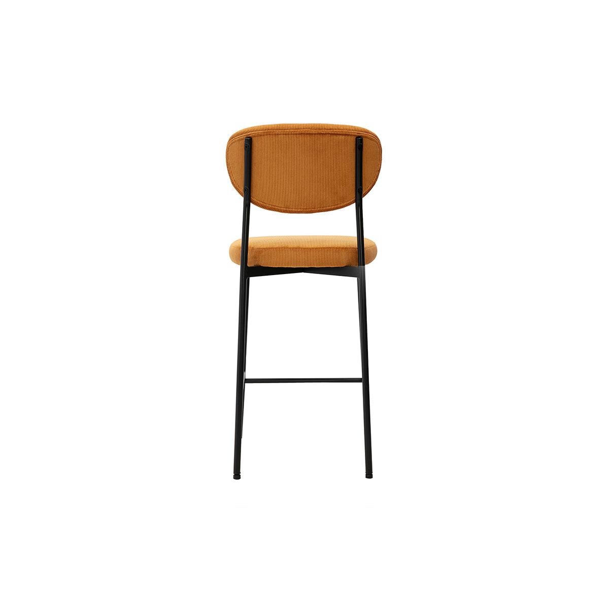 Tabourets de bar fixes en tissu velours côtelé jaune curry H65 cm (lot de 2) BREKA