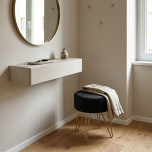 Pouf Tondo in Velluto con Gambe Dorate, Sgabello Imbottito dal Design Elegante e Moderno per Soggiorno, Camera da Letto, Ingresso e Toeletta