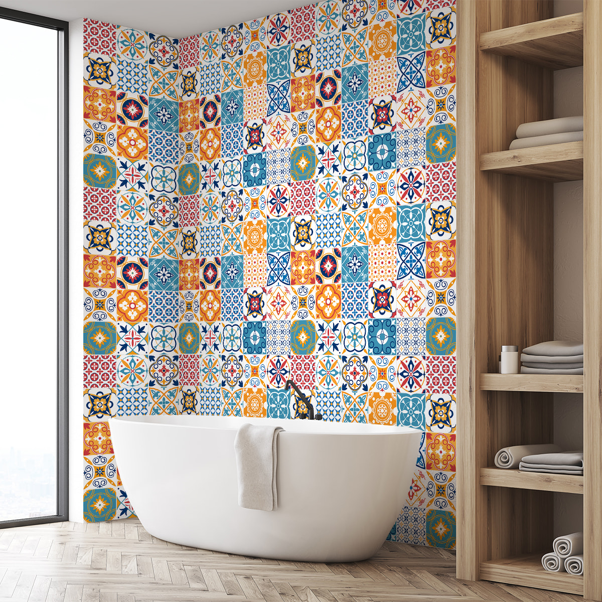 Stickers muraux - Sticker Mural Carrelage adhésif Cuisine Salle de Bain - 60 STICKERS CARRELAGES AZULEJOS LEOPOLDO