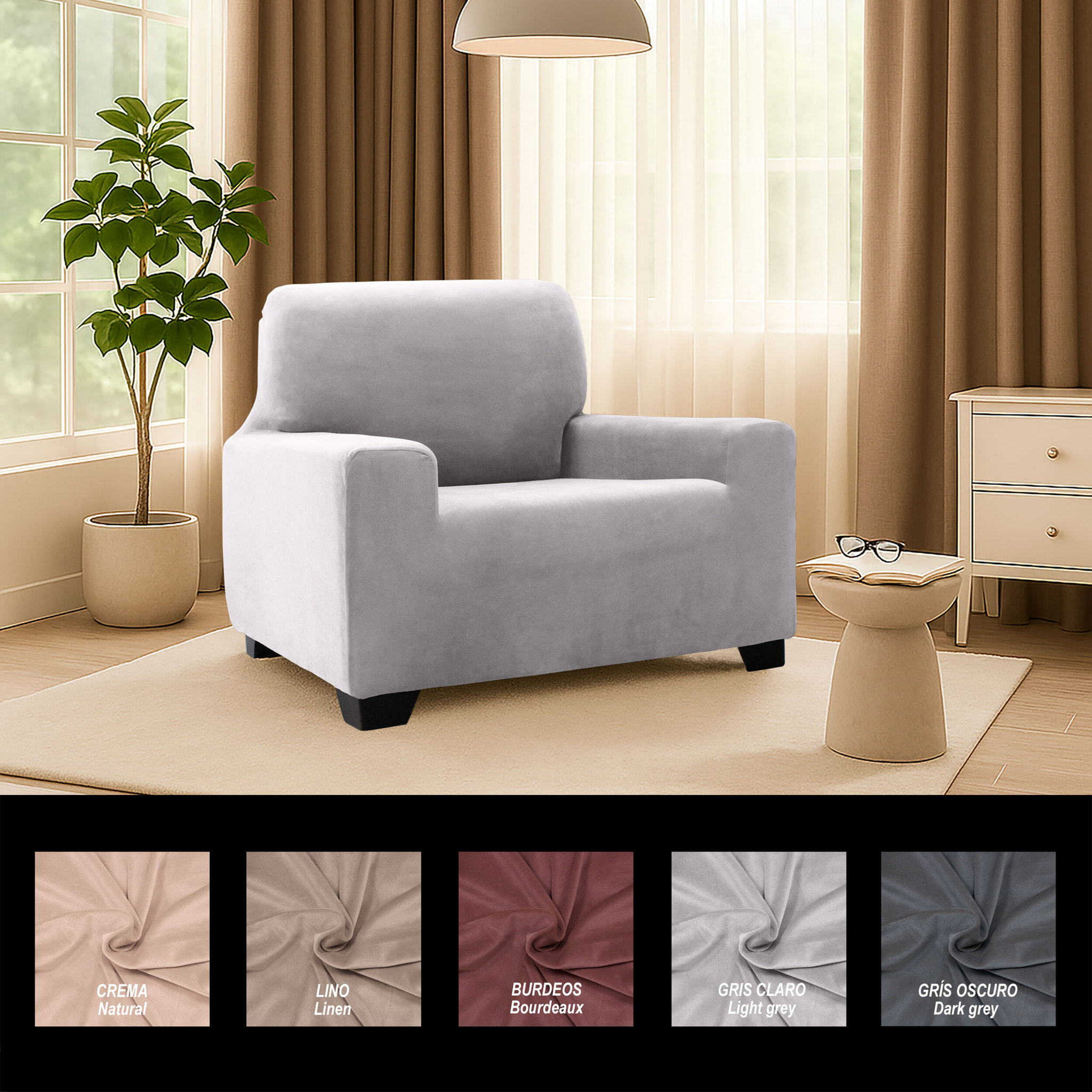 Funda de sofá TERCIOPELO ANTI MANCHAS Multi elástica modelo VERONICA