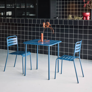Table de jardin métal + 2 assises bleu marine Amélia