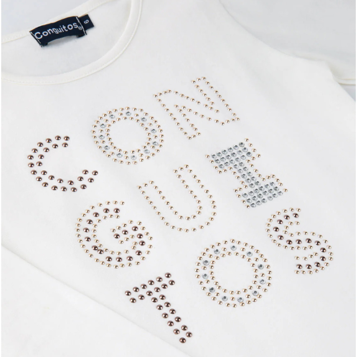 Camiseta de Niña Conguitos Strass Blanco