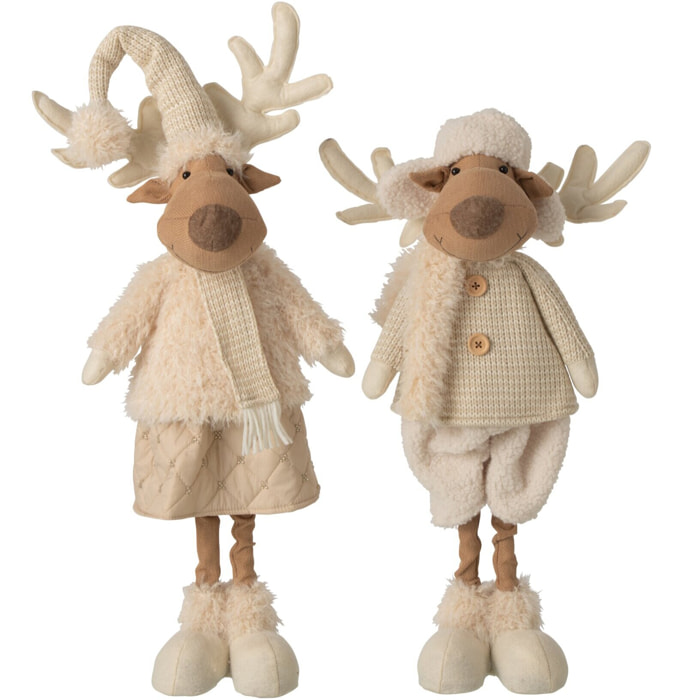 J-Line Renne télescopique - polyester - beige - assortiment de 2