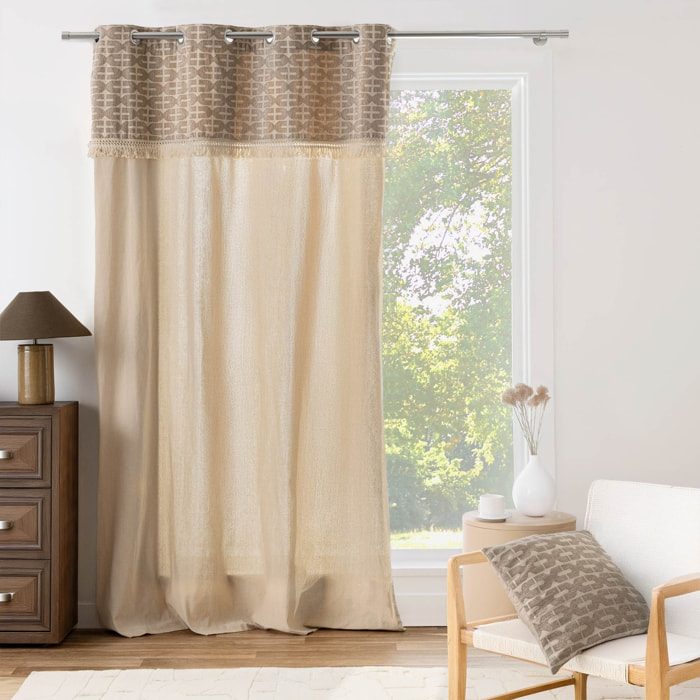 Coussin décoratif déhoussable en jacquard à motif géométrique - Naturel