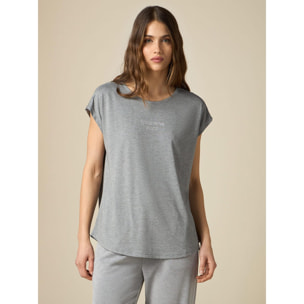 Oltre - Camiseta mélange en mezcla de modal - Gris