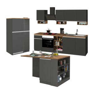 Cucina completa Danderso, Set da cucina modulabile, Cucina componibile con più elementi, 100% Made in Italy, Antracite e Rovere