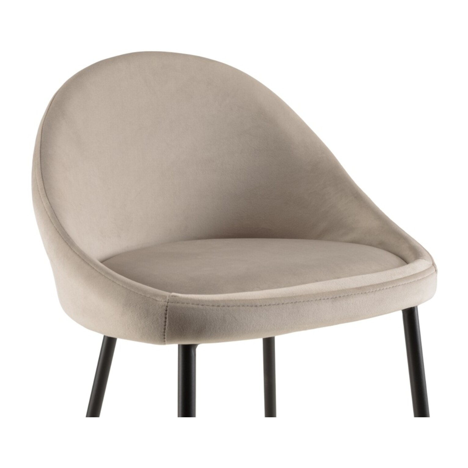 TOM - Lot de 2 tabourets d'ilot velours chamois hauteur d'assise 65cm