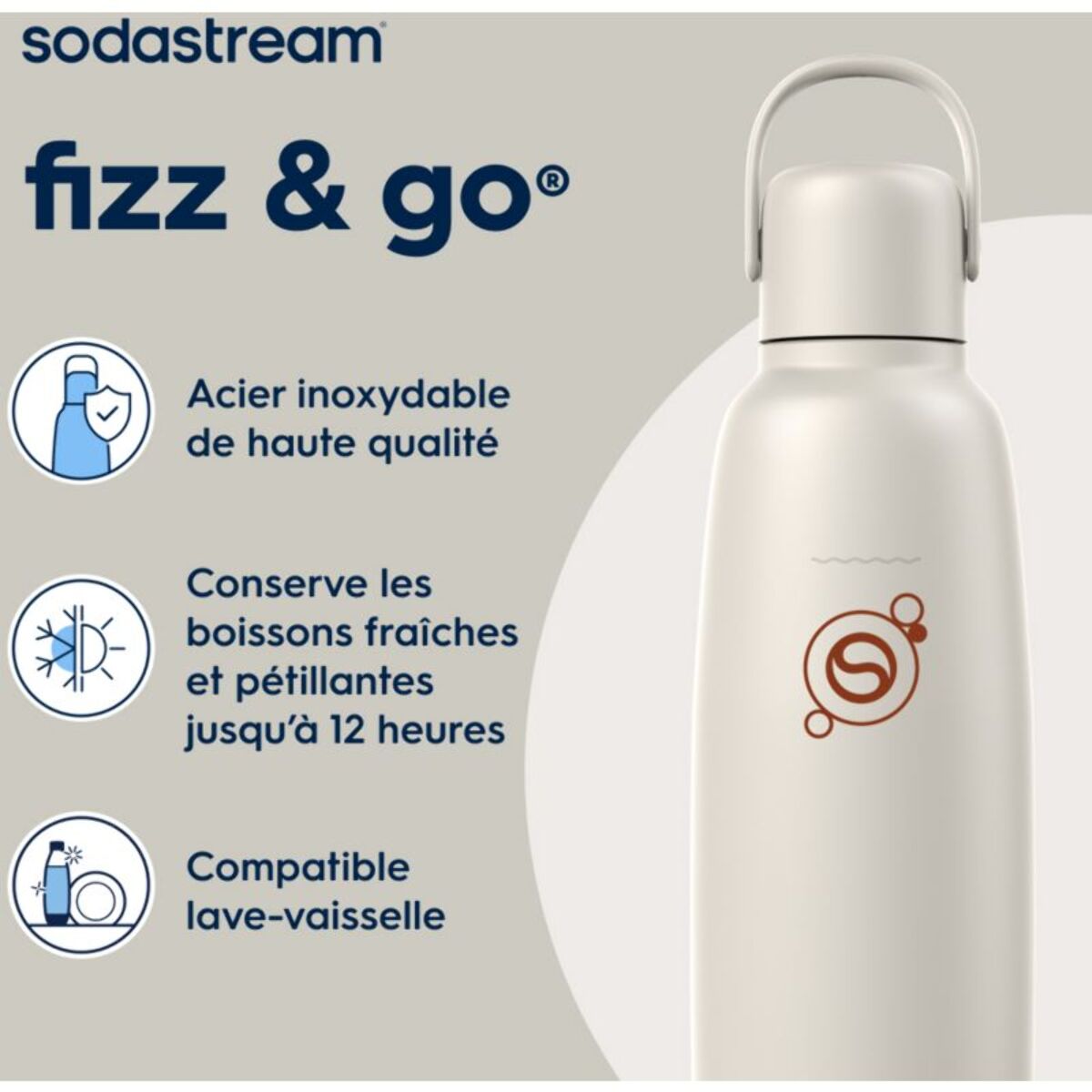 Bouteille SODASTREAM Gourde Fizz & Go Cool sable