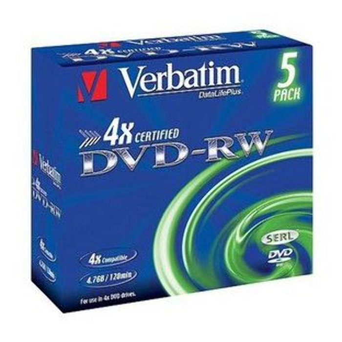 DVD vierge VERBATIM DVD-RW 4.7GB 5PK P5 Jewel case x4