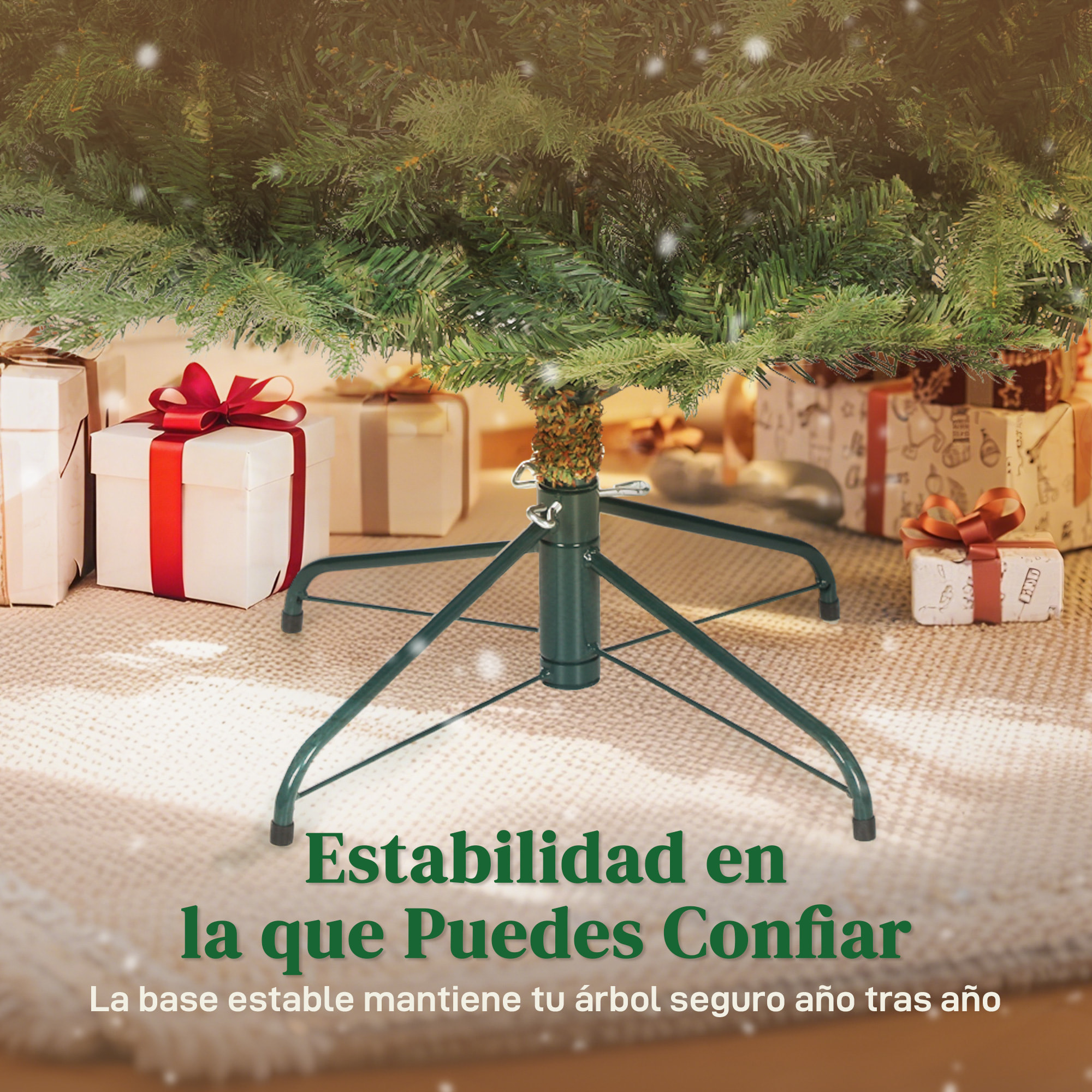 Árbol de Navidad Artificial 180 cm, Árbol de Navidad con 1794 Ramas Densas, Soporte Metálico Plegable, Fácil Montaje, para Salón, Interior, Verde
