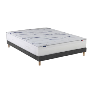 Ensemble matelas mousse HD NUVIA + sommier, chenille bouclettes Gris anthracite