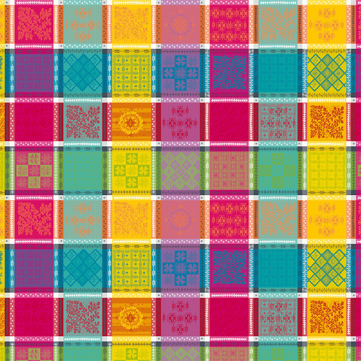 Nappe pur coton motif jacquard multicolore Mille pueblo fiesta