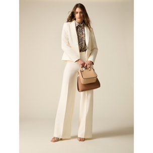 Oltre - Pantaloni palazzo in tessuto tecnico - Bianco