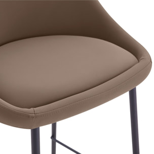 Lot de 2 chaises pour îlot central 65 cm en cuir synthétique marron - Misty