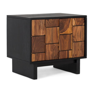 Table de chevet en bois de manguier 56 cm style rustique ethnique moderne