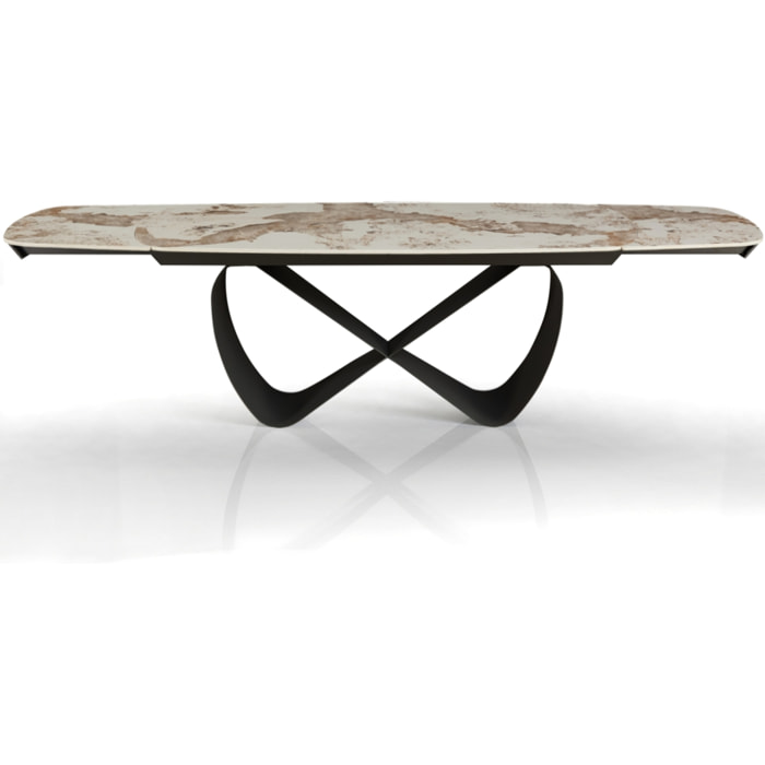 Table à manger extensible Tomasucci INFINITY, en céramique, marbre onyx, gris, 200/250/300 × 100 × 75 cm
