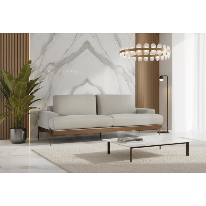 Sofá de 3 plazas tela lino - 80 x 225 x 89 cm