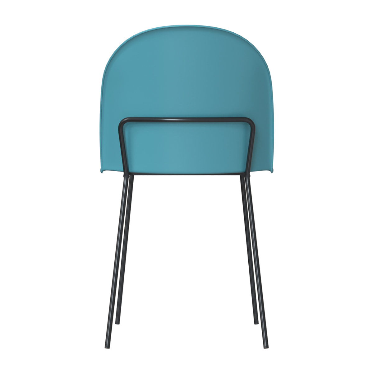 Lot de 2 chaises bleues en plastique, tissu gris et pieds en métal - Lulu