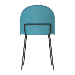 Lot de 2 chaises bleues en plastique, tissu gris et pieds en métal - Lulu