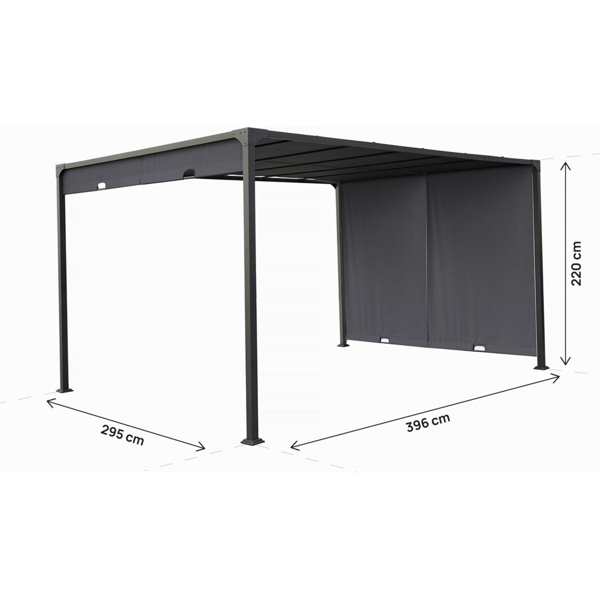 Pergola avec toit coulissant en métal "Courtenay" - 3 x 4 m - Gris