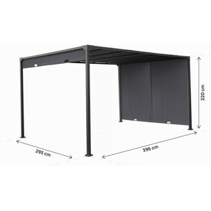 Pergola avec toit coulissant en métal "Courtenay" - 3 x 4 m - Gris