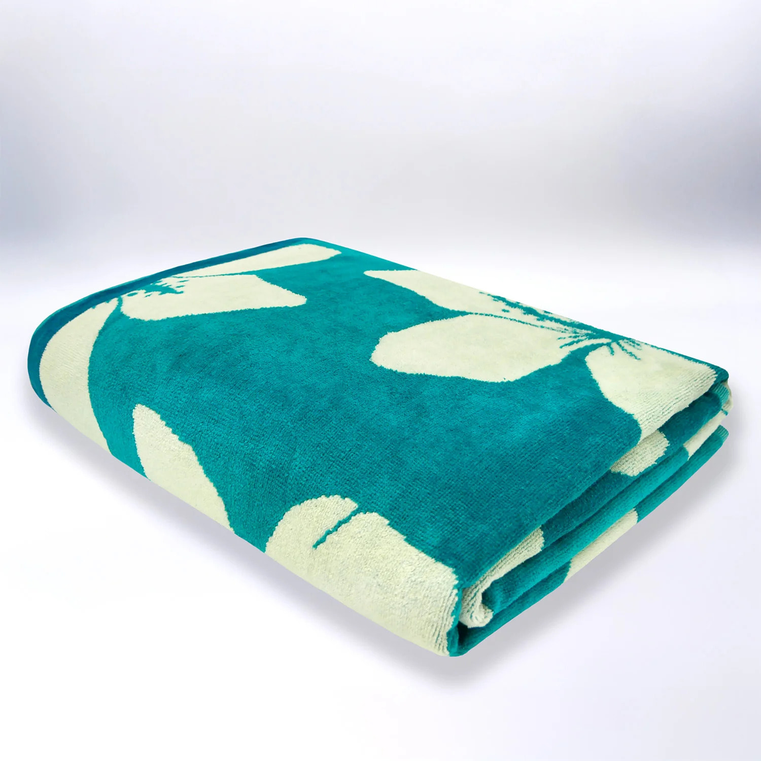 Serviette de plage XL éponge velours Jacquard Bleu 140x180 400g/m² - Bargara