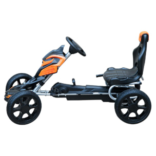 Kart à pédales Go-Kart enfants 122L x 60l x 70H cm Ø roues 29 cm siège ergonomique orange noir