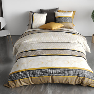 Parure housse de couette imprimé 100% coton - carioca - noir