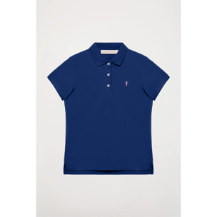 Polo a maniche corte piquet blu presidenziale con logo Rigby Go