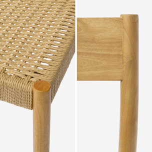 Lot de 2 chaises naturelles en bois et cordage. Ella. L 49.5 x P 53 x H 82cm