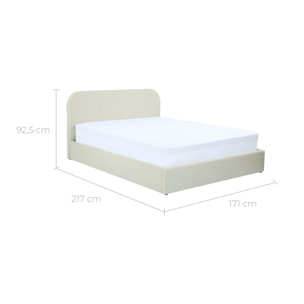 Lit double avec coffre 160x200 cm en tissu gris/beige - Tilly