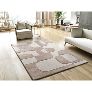 LENA Alfombra geomÃ©trica con formas orgÃ¡nicas en tonos crema, varias medidas disponibles