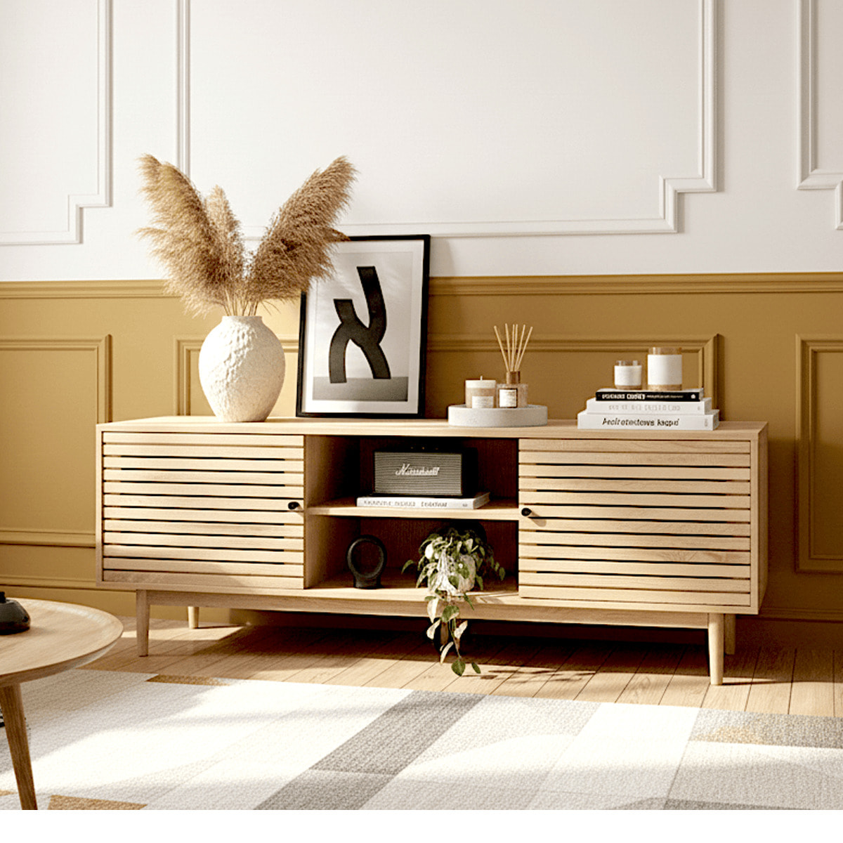 Meuble TV 2 portes couleur chêne - TIVOLI