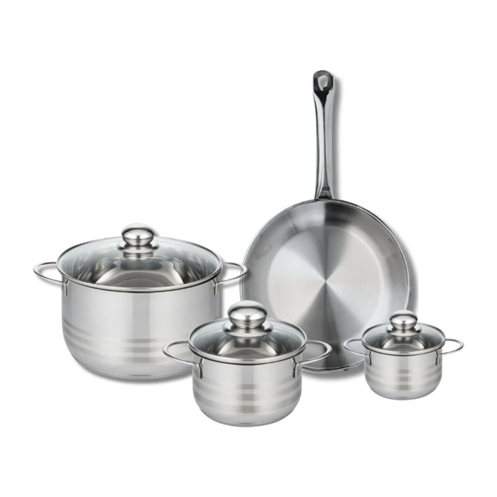 Ensemble de 1 Poêle de cuisson 28 cm et 3 faitouts 12, 16 et 24 cm Elo Profi Brillant