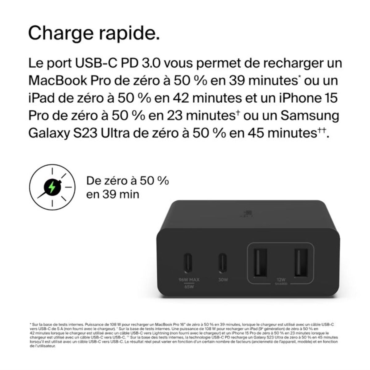 Chargeur BELKIN 4 ports 2 USB-C 2 USB-A 108W Noir